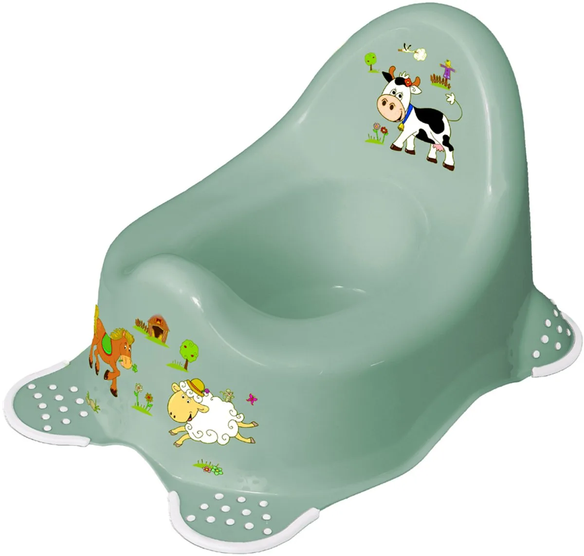 Plaspotje Funny Farm - Anti Slip Potje voor Peuters | Duurzame Print | Ideaal voor Zindelijkheidstraining van Keeeper in Funny Farm, Groen – productfoto