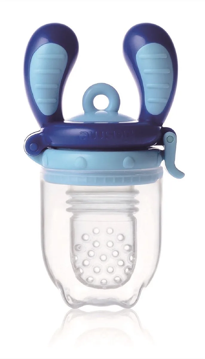 Food Feeder fruitspeen & sabbelzakje voor baby - Maat M van KidsMe in Blauw – productfoto
