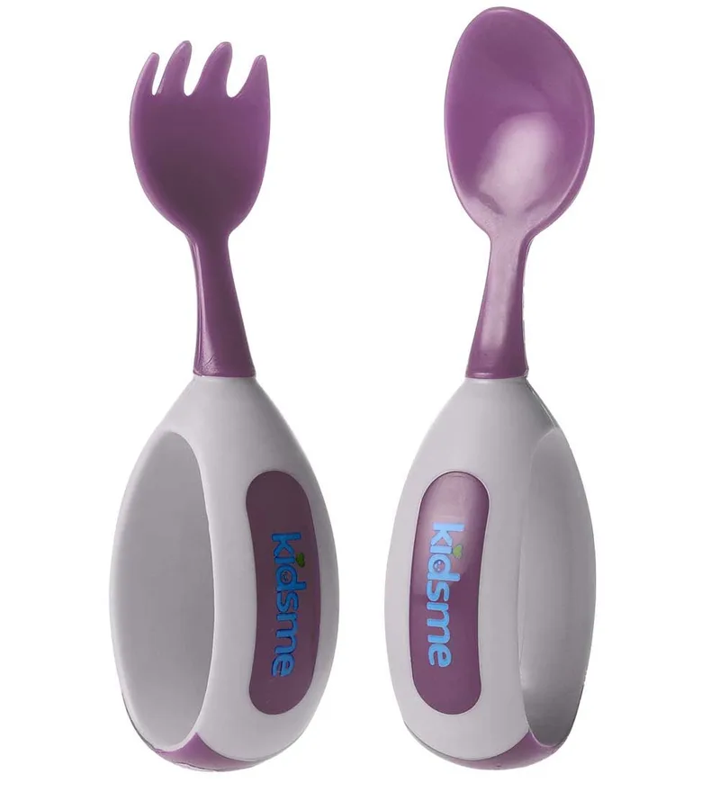 Kinderbestek - Lepel & Vork - Paars van KidsMe – productfoto