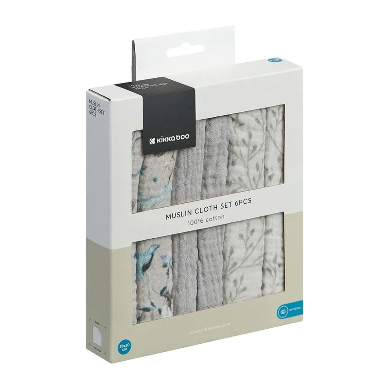 Dreamy Fields Set Van 6 Mousseline Doeken 30x30 Cm de Kikkaboo – photo produit 2 sur 2