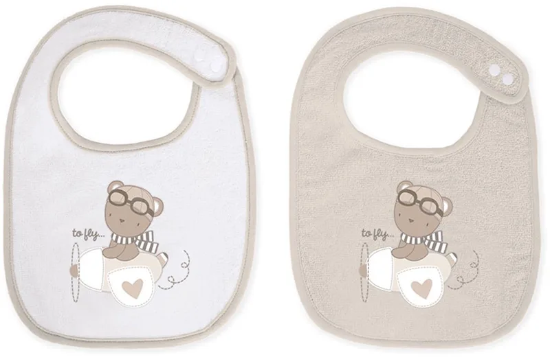 Dromerige Vlucht Set Van 2 Badstof Slabbetjes Transparant Kinderen by Kikkaboo in Beige – product photo