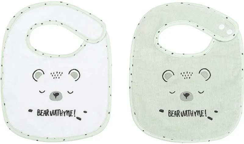 Set Van 2 Slabbetjes Met Beer Transparant Kinderen by Kikkaboo in Mint – product photo