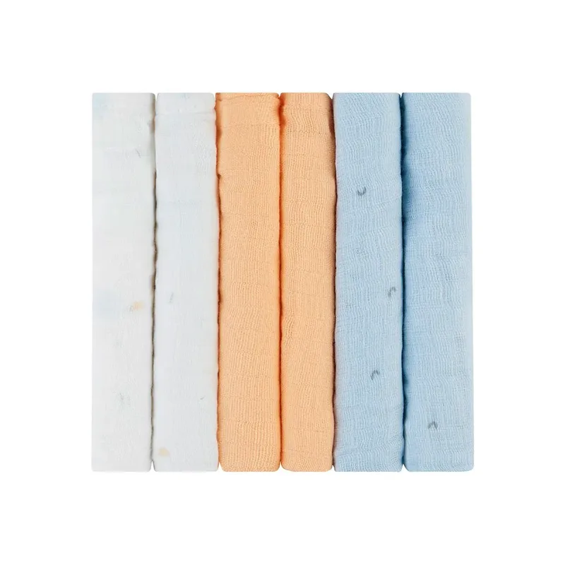 Stripy Friends Set Van 6 Mousseline Doeken 30x30 Cm de Kikkaboo – photo produit 1 sur 2