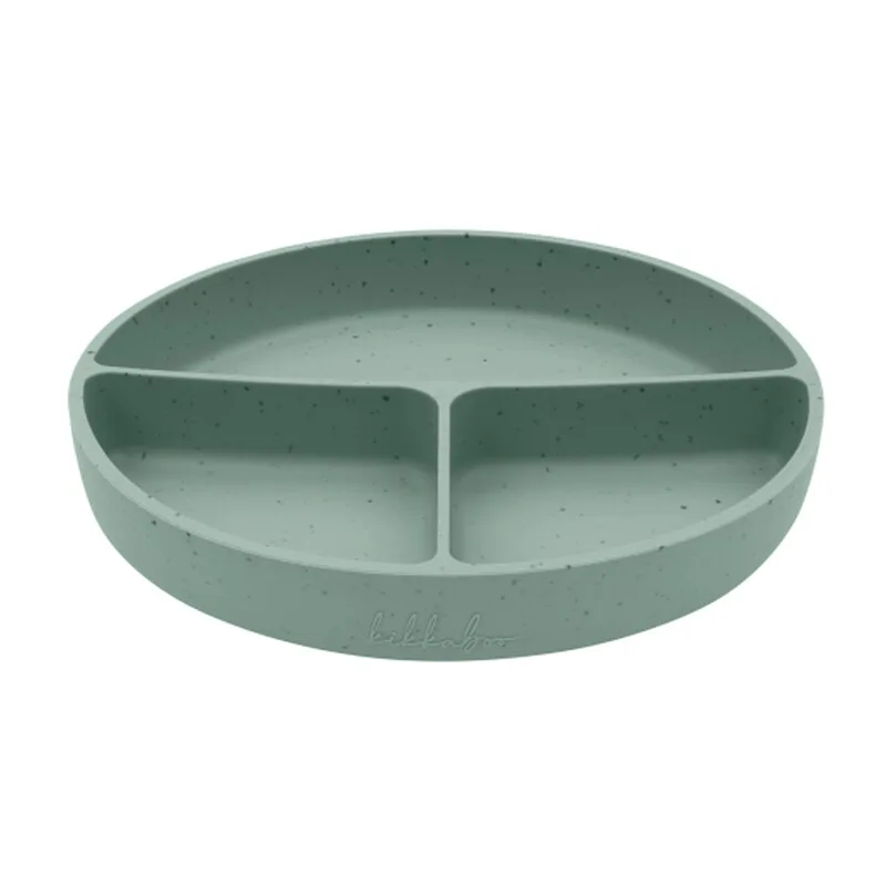 Teller mit Saugnapf aus Platin-Silikon Salbei de Kikkaboo – photo produit