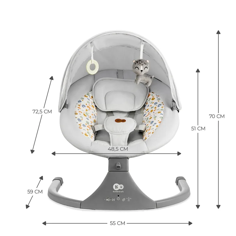 Babyschaukel LUMI 2in1 von Kinderkraft in Grau, 55 × 59 × 70 mm – Produktfoto 2 von 3