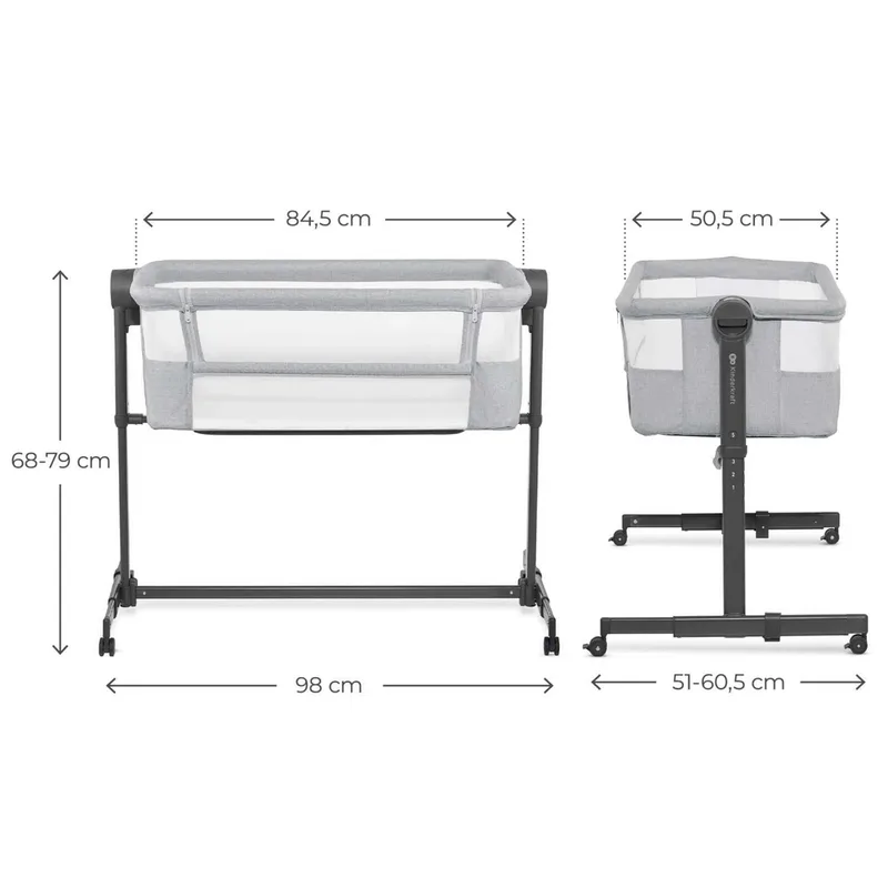 Beistellbett 2in1 NESTEE UP 2 by Kinderkraft in Grey, 98 × 51 × 68 mm – product photo 2 of 3