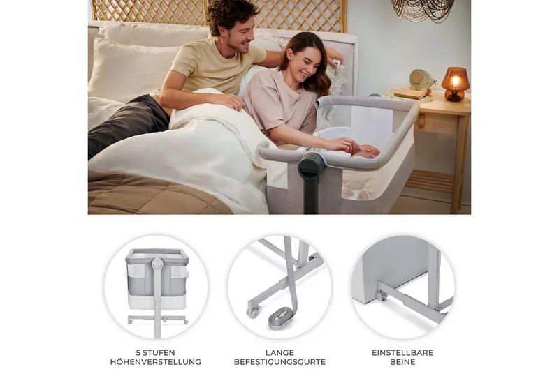 Beistellbett Neste Up 2 by Kinderkraft in Grey – product photo 3 of 5