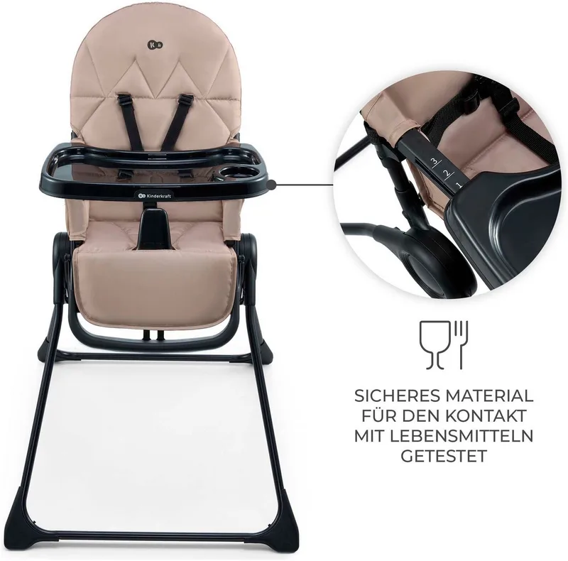 BINCI Kinderstoel – 3‑voudig Rugleuning – 5‑punts Veiligheidsgordel – Opvouwbaar & Lichtgewicht von Kinderkraft in Beige – Produktfoto 3 von 5