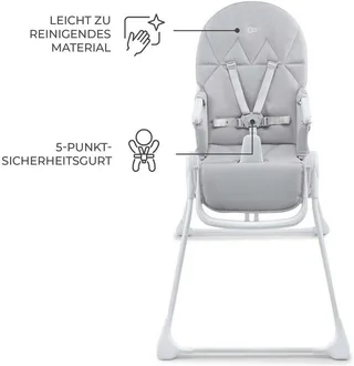 BINCI Kinderstoel - Voor Baby’s en Peuters - 3‑voudig Verstelbare Rugleuning, 5‑Punts Gordel, Opvouwbaar en Lichtgewicht von Kinderkraft in Hellgrau – Produktfoto 4 von 5