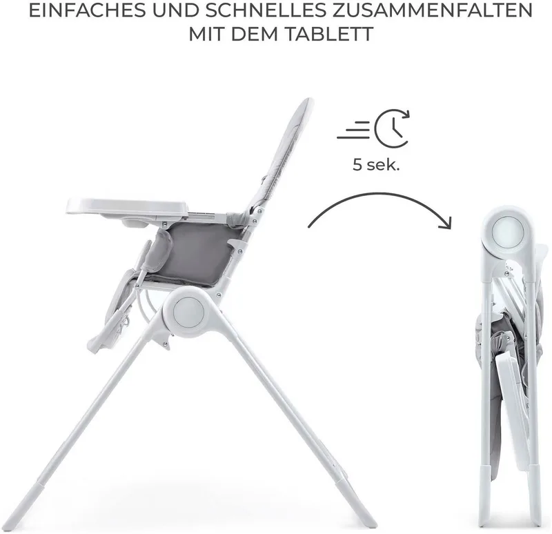 BINCI Kinderstoel - Voor Baby’s en Peuters - 3‑voudig Verstelbare Rugleuning, 5‑Punts Gordel, Opvouwbaar en Lichtgewicht von Kinderkraft in Hellgrau – Produktfoto 2 von 5
