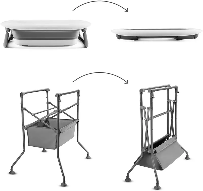 BUBBLY Badje met Verschoontafel - Multifunctioneel 5-in-1 Ontwerp - Opvouwbaar von Kinderkraft in Grau – Produktfoto 4 von 5
