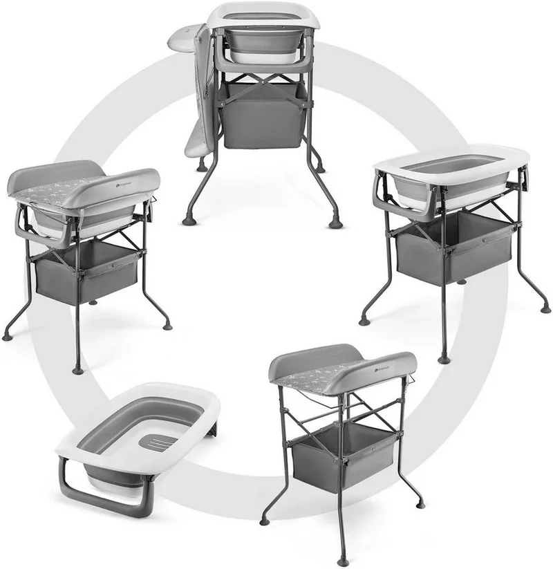 BUBBLY Badje met Verschoontafel - Multifunctioneel 5-in-1 Ontwerp - Opvouwbaar von Kinderkraft in Grau – Produktfoto 2 von 5