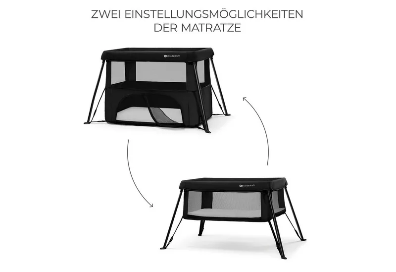 CAMI 3‑in‑1 Reisbed – Wieg & Reisbed – Lichtgewicht 5 kg – 2 Hoogte-instellingen – Reisrugzak Inclusief – Compact Inklapbaar by Kinderkraft in Black – product photo 5 of 5