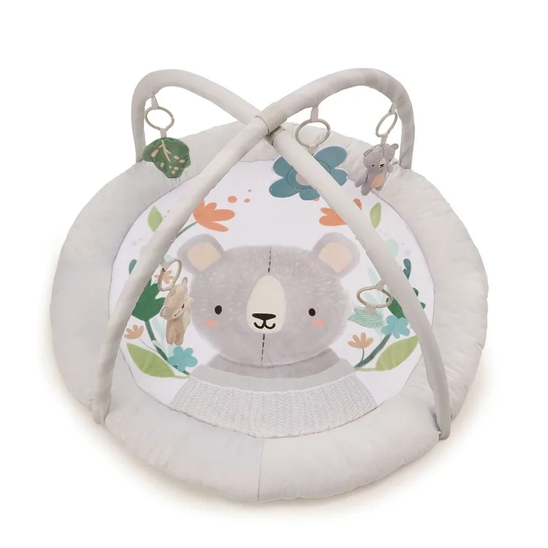 COZYPLAY Educatief Speelkleed - Met 2 Knuffels, Bijtring en Spiegeltje - Wasbaar, Compact en Draagbaar - Ø91 cm - Lichtgrijs by Kinderkraft in Grey – product photo 3 of 4