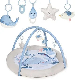 COZYPLAY Educatief Speelkleed - Met 2 Knuffels, Bijtring en Spiegeltje - Wasbaar, Compact en Draagbaar - Ø91 cm von Kinderkraft in Nordic Breeze – Produktfoto 1 von 3