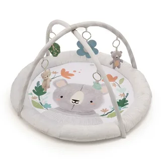 COZYPLAY Educatief Speelkleed - Met 2 Knuffels, Bijtring en Spiegeltje - Wasbaar, Compact en Draagbaar - Ø91 cm - Lichtgrijs by Kinderkraft in Grey – product photo 2 of 4