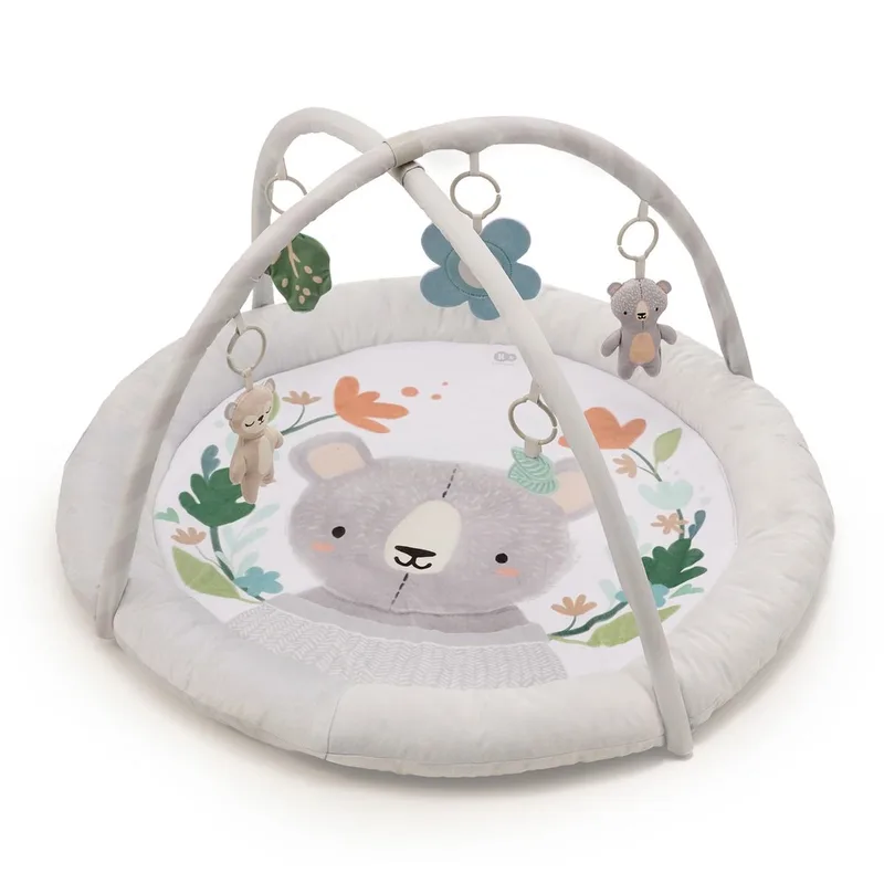 COZYPLAY Educatief Speelkleed - Met 2 Knuffels, Bijtring en Spiegeltje - Wasbaar, Compact en Draagbaar - Ø91 cm - Lichtgrijs by Kinderkraft in Grey – product photo 2 of 4