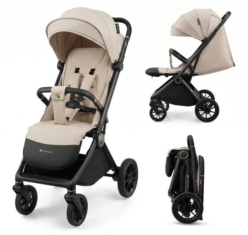 DAVE - Kinderwagen - Automatisch inklapbaar - Ligstand 93 cm - Tot 22 kg från Kinderkraft i Beige – produktbild