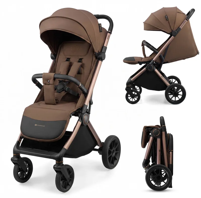 DAVE - Kinderwagen - Met één hand inklapbaar - 5-puntsgordel - Mesh zitting från Kinderkraft i Bruin – produktbild