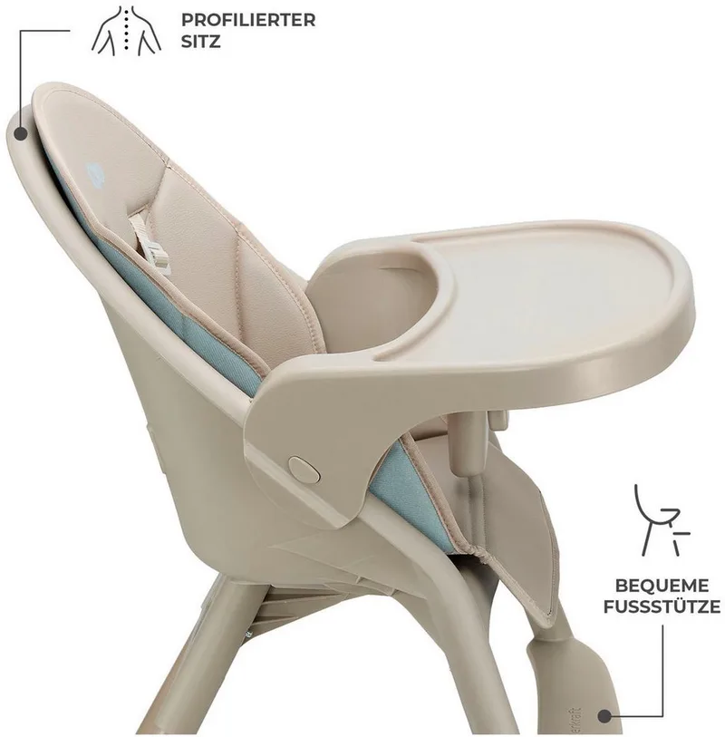 DINNLY Kinderstoel – Inklapbaar – 5-puntsgordel – Inclusief Dienblad – Vanaf 6 maanden von Kinderkraft in Beige – Produktfoto 5 von 5