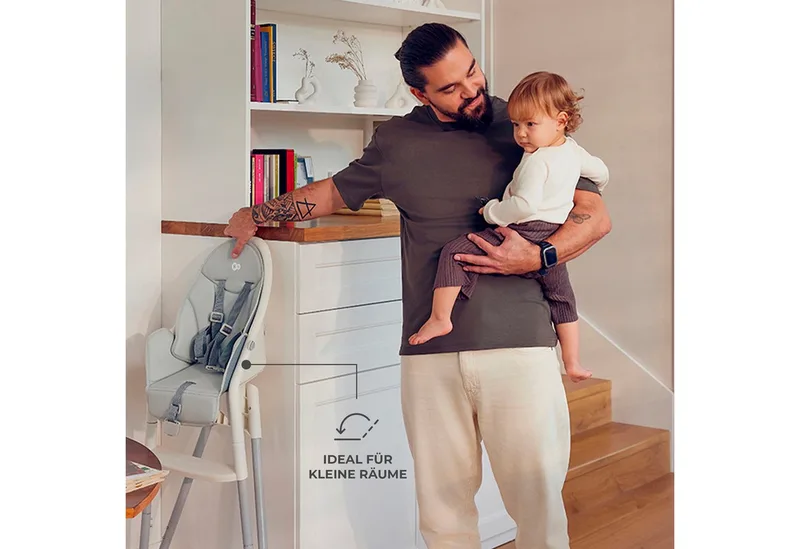 DINNLY Kinderstoel – Inklapbaar – 5-puntsgordel – Inclusief Dienblad – Vanaf 6 maanden von Kinderkraft in Beige – Produktfoto 4 von 5