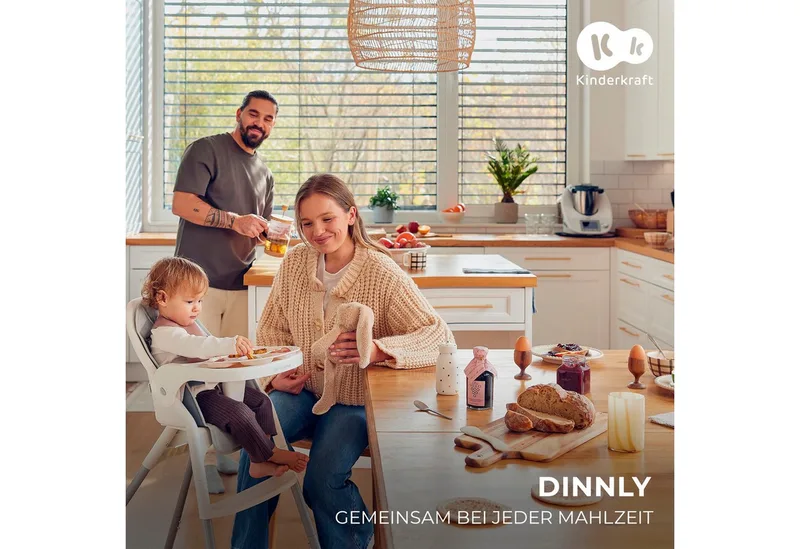 DINNLY Kinderstoel – Inklapbaar – 5-puntsgordel – Inclusief Dienblad – Vanaf 6 maanden von Kinderkraft in Beige – Produktfoto 3 von 5