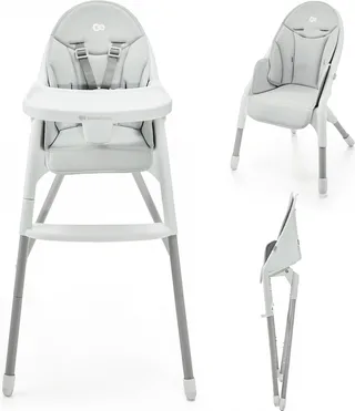 DINNLY Kinderstoel – Inklapbaar – 5-puntsgordel – Inclusief Dienblad – Vanaf 6 maanden – Lichtgrijs by Kinderkraft in Grey – product photo 1 of 5