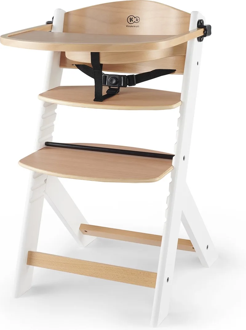 ENOCK - Houten Kinderstoel 3-in-1 - Hoge babystoel - Hoogte verstelbaar in 5 niveaus - Tot 10 jaar fra Kinderkraft i Wit – produktbillede