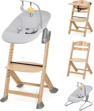 ENOCK met CALMEE 3-in-1 Houten Kinderstoel - Voor Baby’s en Kinderen tot 10 Jaar - Verstelbaar, Inclusief 3-Punts Gordels en Schommelstoel by Kinderkraft in Natural – product photo 1 of 3