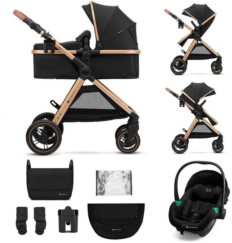 ESME PRO 3-in-1 – Kinderwagen met autostoel – Reiswieg en wandelzitje från Kinderkraft i Zwart – produktbild