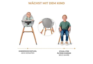 FINI 2 Kinderstoel 2-in-1 – Vanaf 6 maanden - Eetstoel - Dubbel eetblad - Makkelijk schoon von Kinderkraft in Grau – Produktfoto 4 von 5