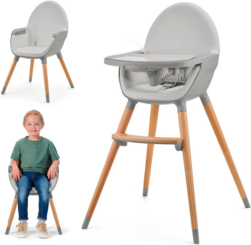 FINI 2 Kinderstoel 2-in-1 – Vanaf 6 maanden - Eetstoel - Dubbel eetblad - Makkelijk schoon von Kinderkraft in Grau – Produktfoto 2 von 5