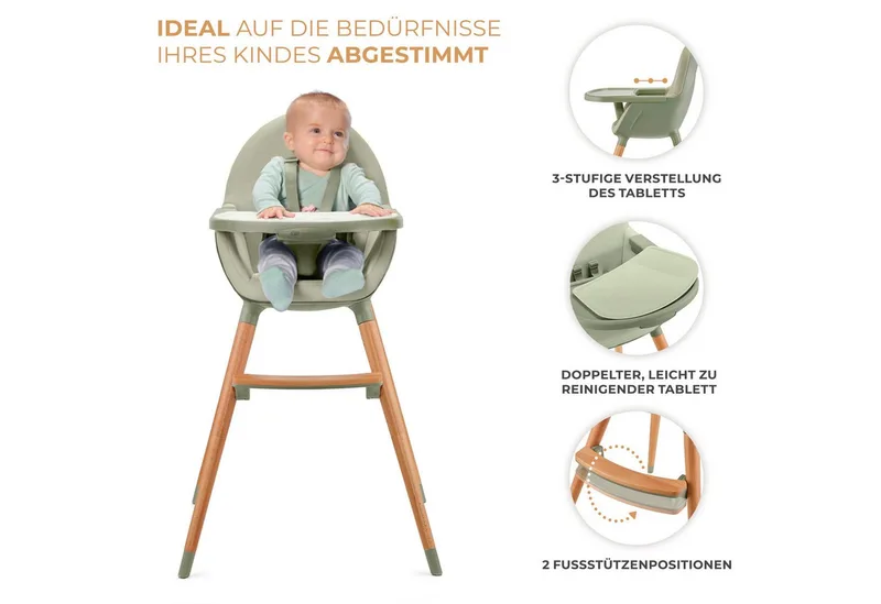 FINI 2 Kinderstoel 2-in-1 – Verstelbare Tray – Met voetensteun - Tot 5 jaar – Groene by Kinderkraft in Green – product photo 5 of 5