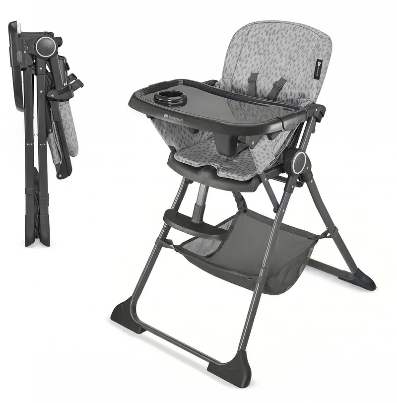 FOLDEE - Kinderstoel - Inklapbaar - Met verstelbaar eetblad by Kinderkraft in Grijs – product photo
