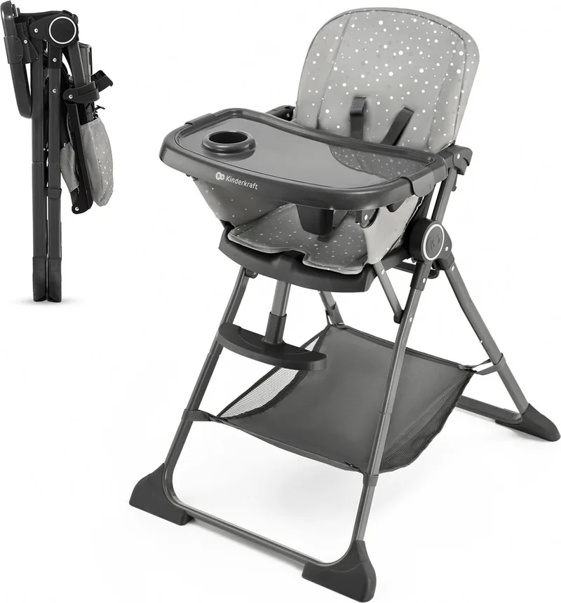 FOLDEE Kinderstoel – Opvouwbaar – 3 Rugleuning- & 2 Voetsteunposities – Lichtgewicht – Voor kinderen tot 36 maanden de Kinderkraft en Grijs – photo produit