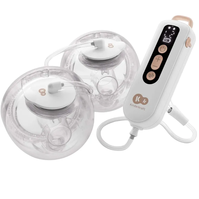 GENTLEFLOW Hands-Free Dubbele Borstkolf – Elektrische – Draadloos & Zeer Stil - Drievoudig Systeem met 9 Niveaus - Licht – 2 x 180 ml Reservoir – 4 Borstschilden (17–24 mm) von Kinderkraft in Gold – Produktfoto 2 von 4