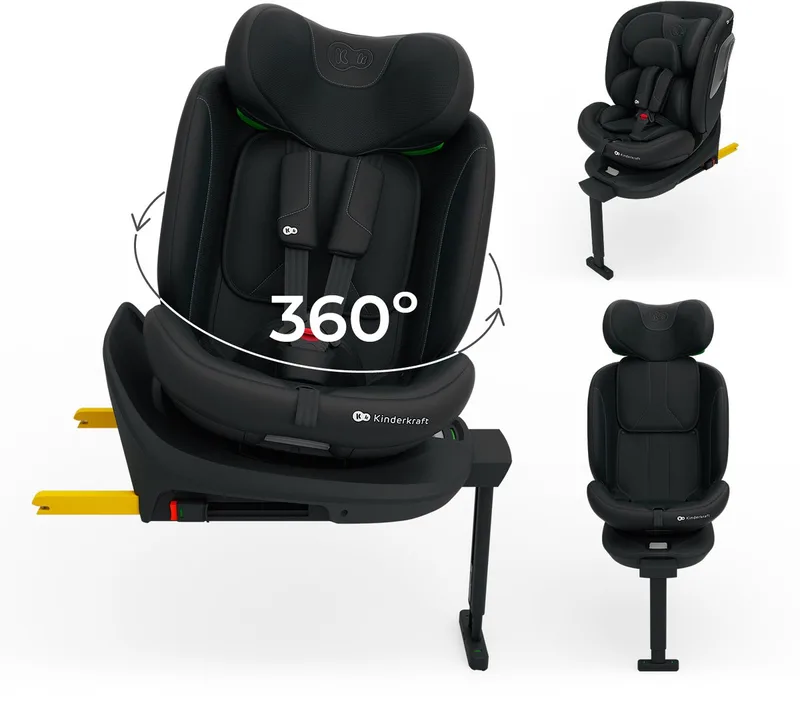 I-360 2 PLUS Autostoel – 40-150 cm i-Size – Met Isofix – Groep 0/1/2/3 – Tot 12 Jaar by Kinderkraft in Zwart – product photo