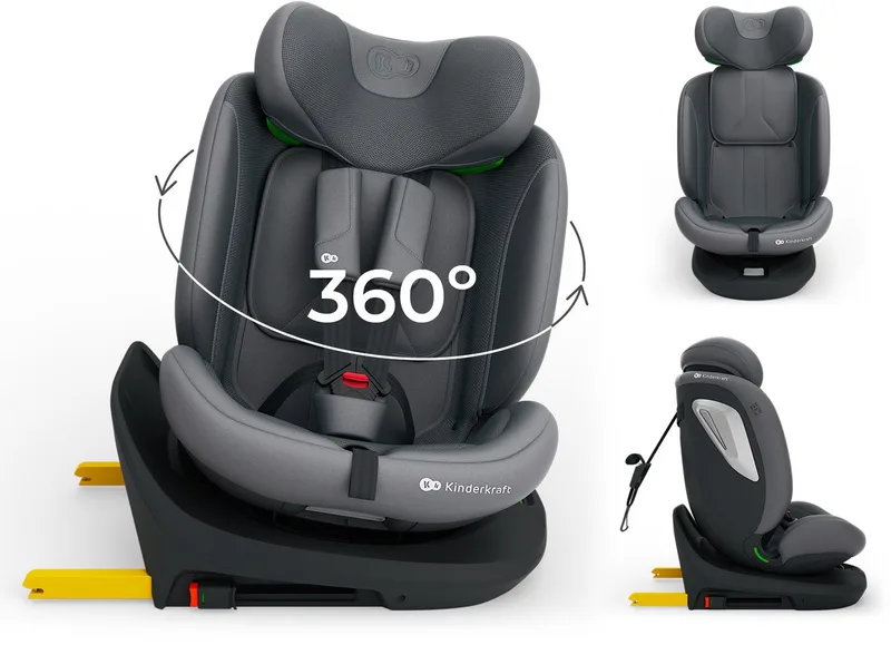 I-GROW 2 PLUS Autostoel – 40-150 cm i-Size – Met Isofix – Groep 0/1/2/3 – Tot 12 Jaar by Kinderkraft in Grijs – product photo