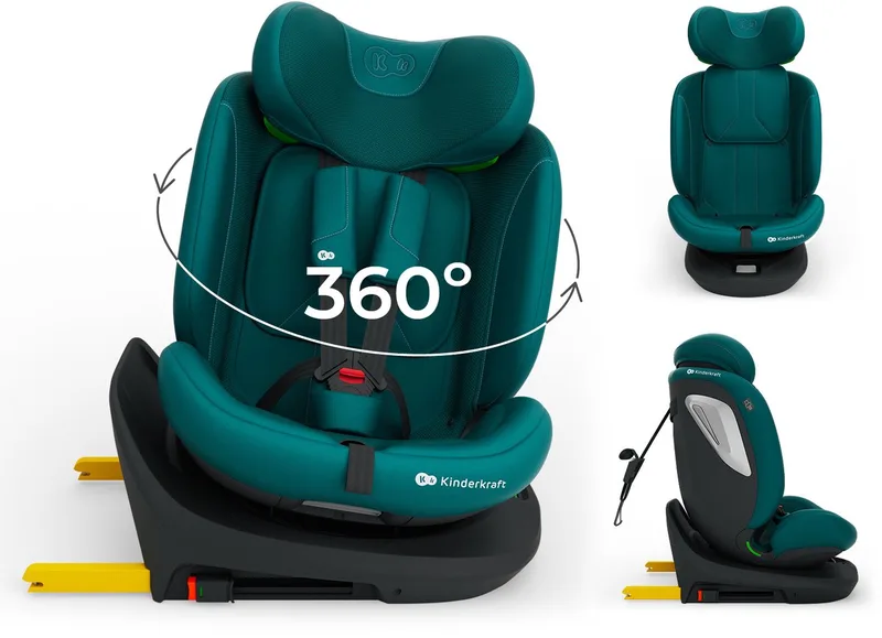 I-GROW 2 PLUS Autostoel – 40-150 cm i-Size – Met Isofix – Groep 0/1/2/3 – Tot 12 Jaar by Kinderkraft in Groen – product photo