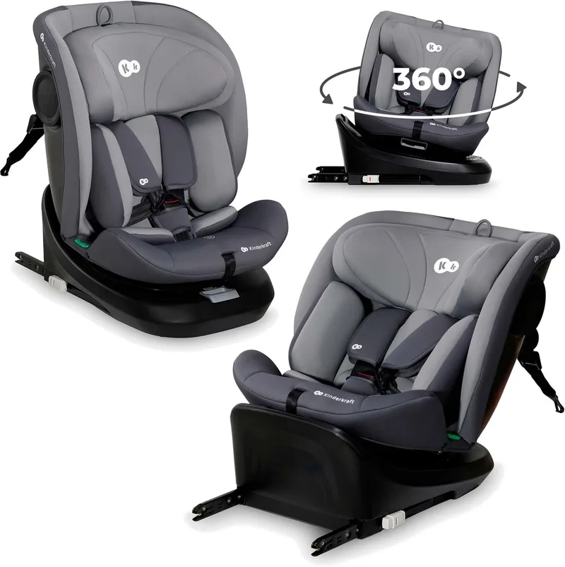 I-GROW I-SIZE Autostoel – 40-150 cm – Met Isofix – 360 - Groep 0/1/2/3 – Tot 12 Jaar by Kinderkraft in Grijs – product photo