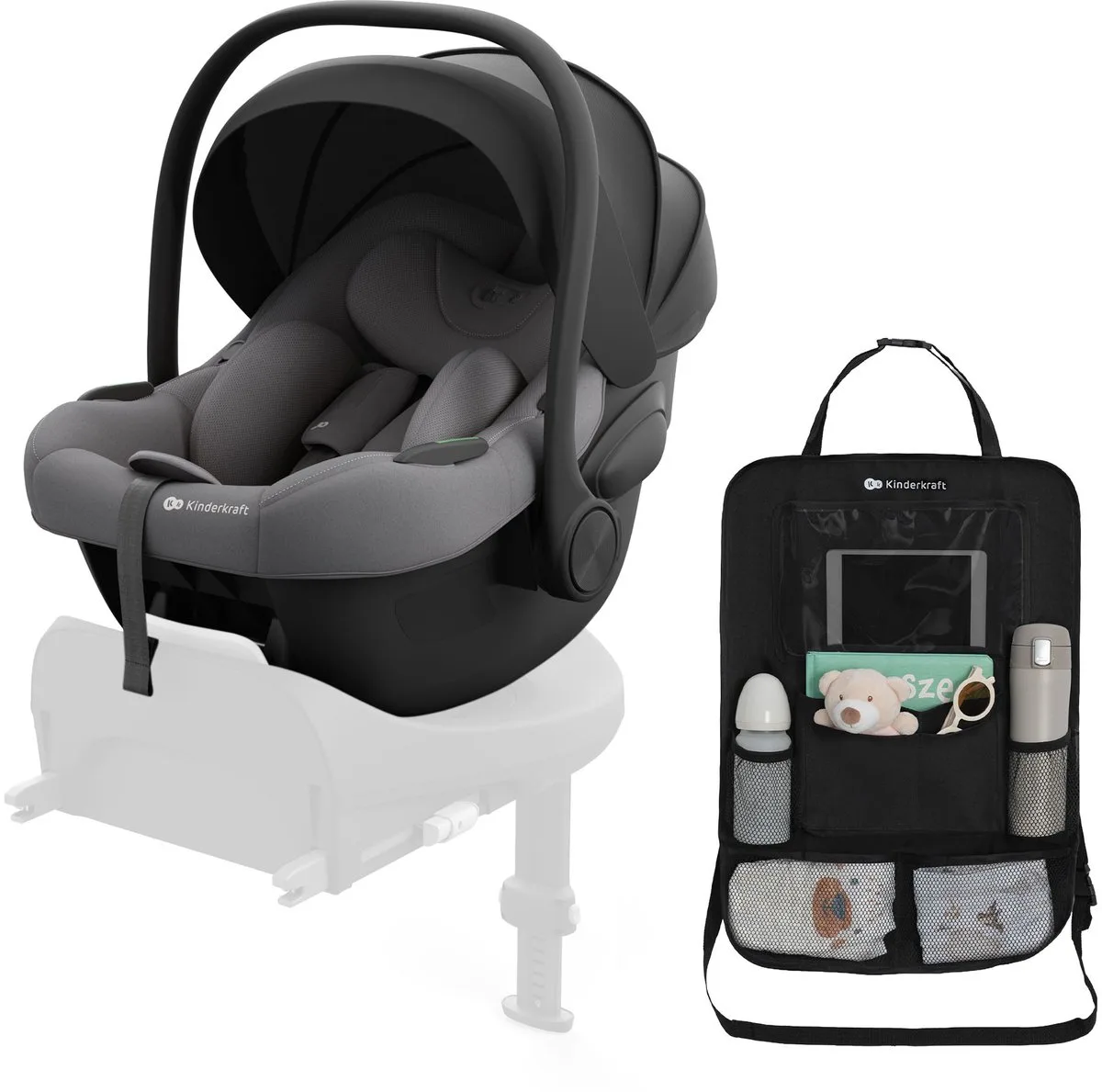 I-LITE - Autostoel - Verstelbaar - Met zonnekap - incl. auto-organizer de Kinderkraft en Gris – photo produit