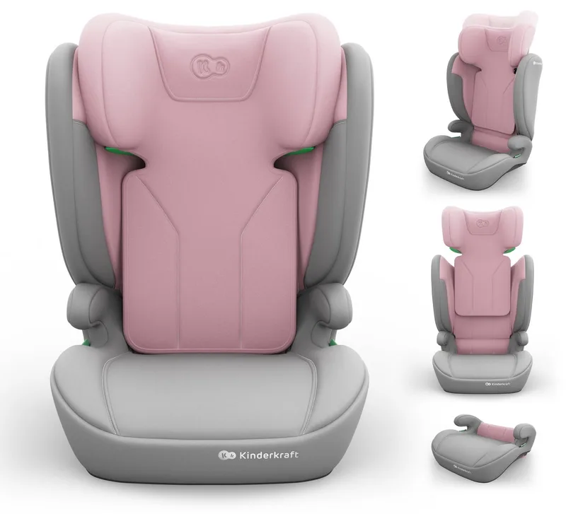 I-SPARK 2 PLUS i-Size Autostoel - 100-150 cm 2-in-1 met boosterfunctie 10-standen hoofdsteun by Kinderkraft in Roze – product photo