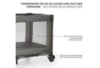 JOY 2 - Reisbed 2-in-1 - Voor baby's tot 15 kg - Compact inklapbaar - Met draagtas von Kinderkraft in Grau – Produktfoto 4 von 5