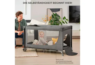 JOY 2 - Reisbed 2-in-1 - Voor baby's tot 15 kg - Compact inklapbaar - Met draagtas von Kinderkraft in Grau – Produktfoto 5 von 5