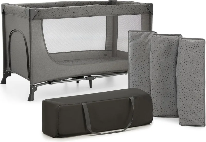 JOY 2 - Reisbed 2-in-1 - Voor baby's tot 15 kg - Compact inklapbaar - Met draagtas by Kinderkraft in Grijs – product photo