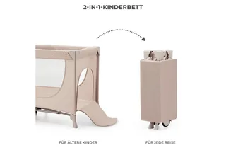 JOY 2 - Reisbed 2-in-1 - Voor baby's tot 15 kg - Snel en eenvoudig inklapbaar by Kinderkraft in Beige – product photo 2 of 5