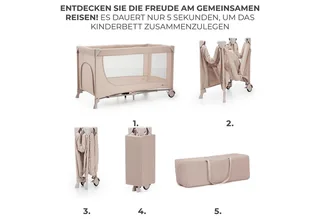 JOY 2 - Reisbed 2-in-1 - Voor baby's tot 15 kg - Snel en eenvoudig inklapbaar by Kinderkraft in Beige – product photo 3 of 5