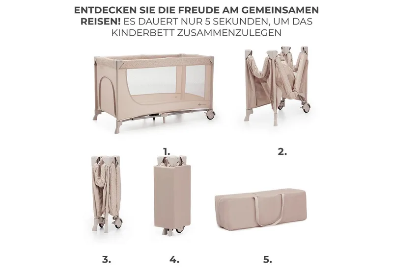 JOY 2 - Reisbed 2-in-1 - Voor baby's tot 15 kg - Snel en eenvoudig inklapbaar by Kinderkraft in Beige – product photo 3 of 5