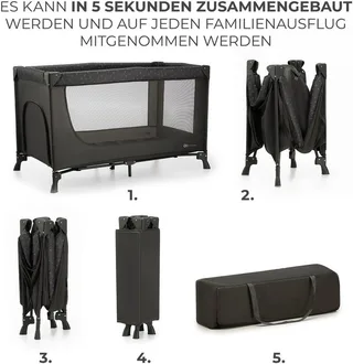 JOY LIGHT - Reisbed 2-in-1 - Voor baby's tot 15 kg - Snel en eenvoudig inklapbaar - Grijs by Kinderkraft in Dark grey – product photo 3 of 5