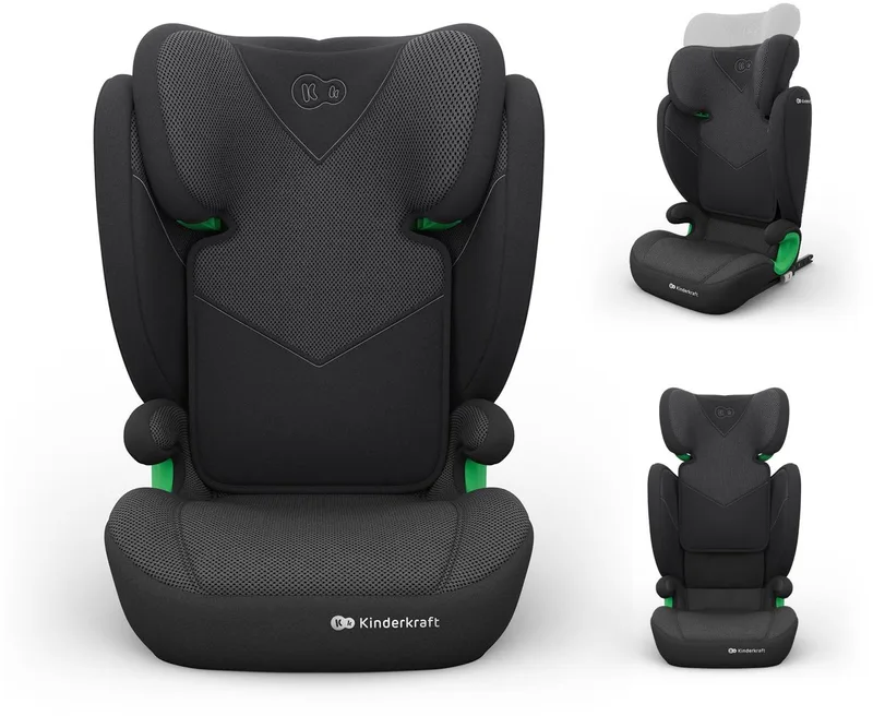 JUNIOR FIX 2 PLUS - Autostoel - 100-150 cm - Verstelbaar - ISOFIX van Kinderkraft in Zwart – productfoto